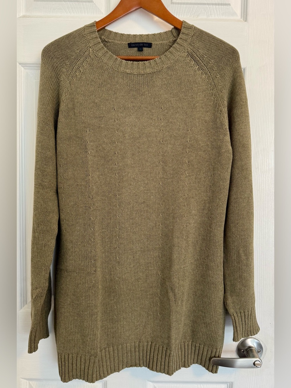 Ça va de soi Cactus Green Egyptian Mako Cotton Tunic Raglan Sweater - Large